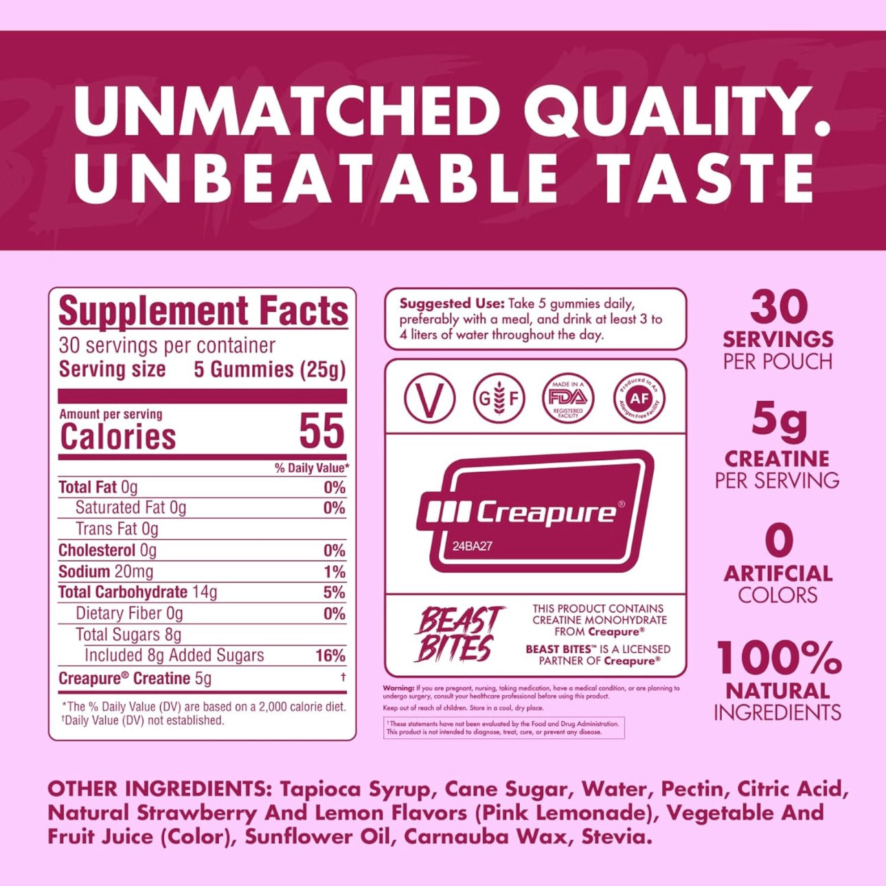 Beast creatine gummies - Pink lemonade