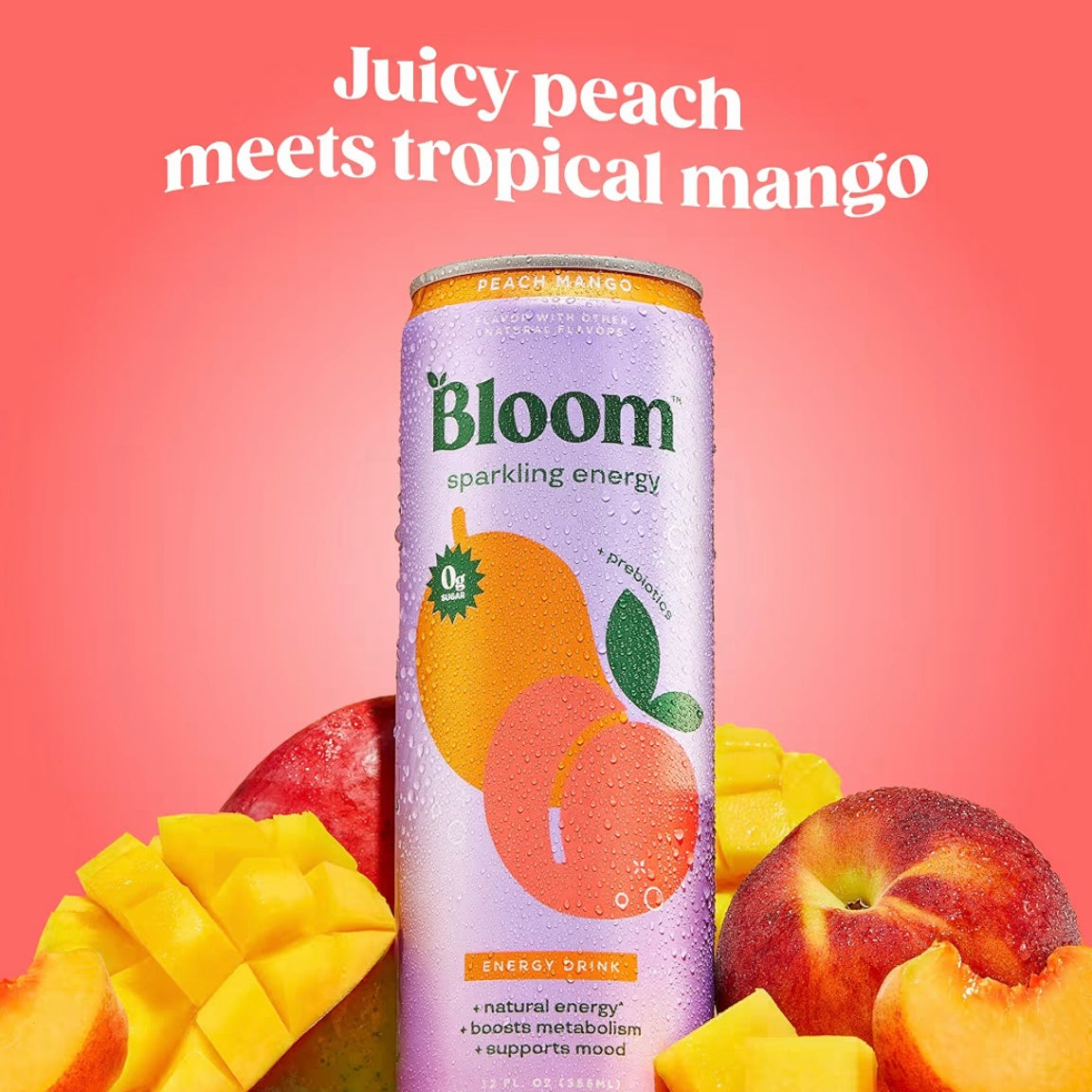 Nutrition sparkling energy drink - Peach mango