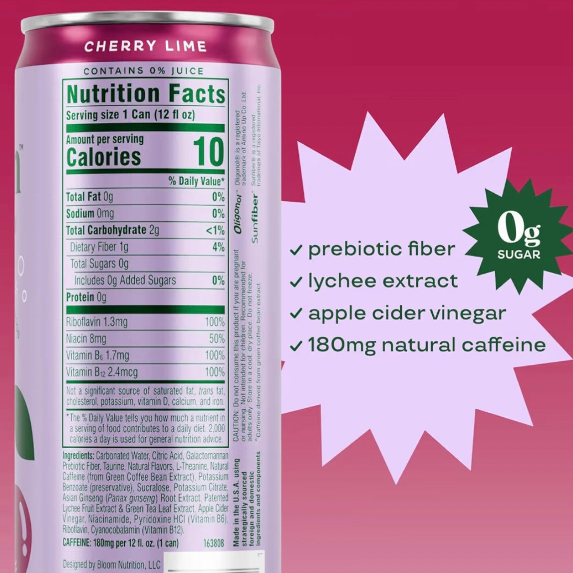 Nutrition sparkling energy drink - Cherry lime