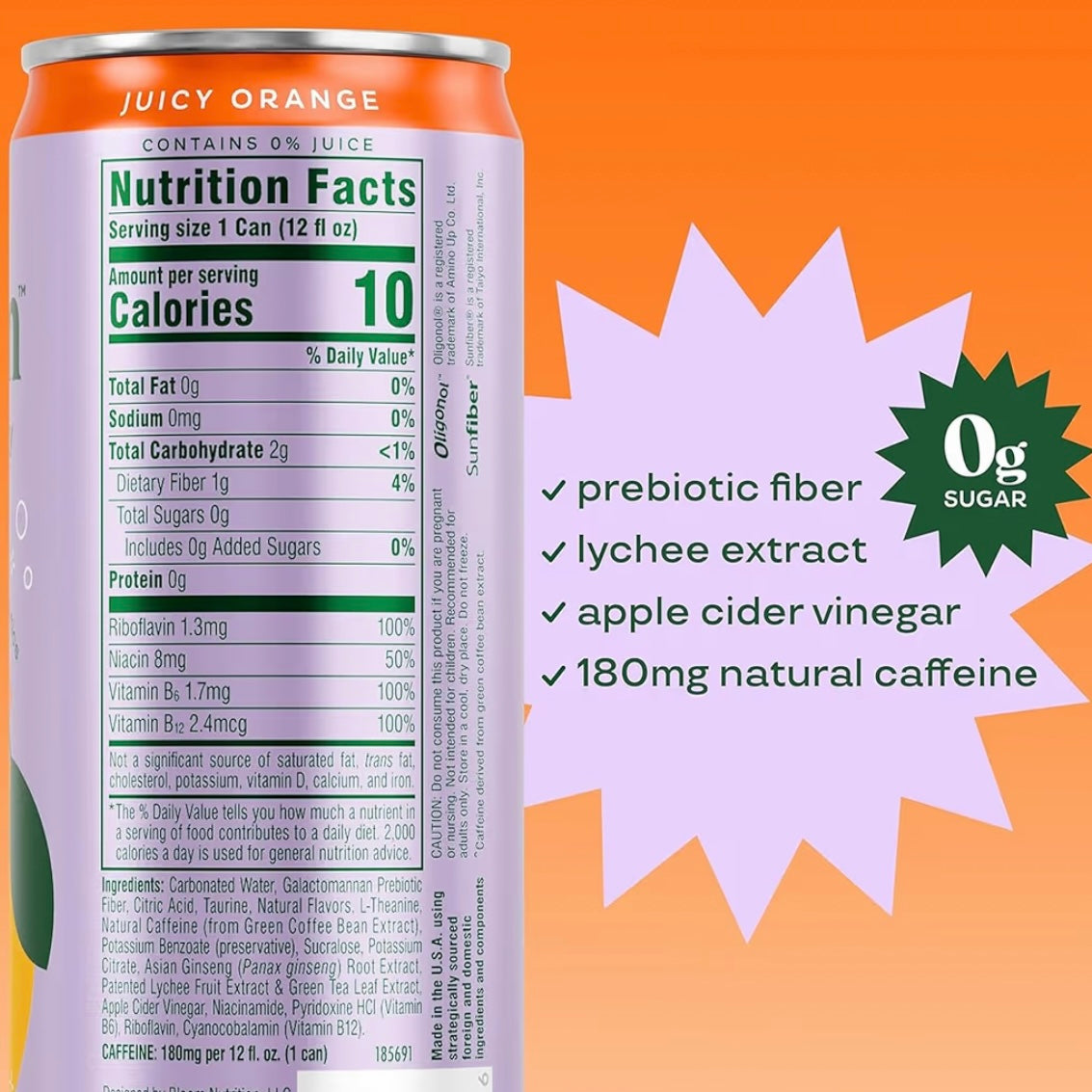 Nutrition sparkling energy drink - Juicy orange
