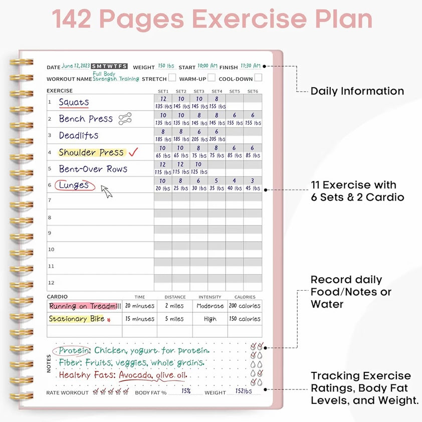 Workout journal - many colors available